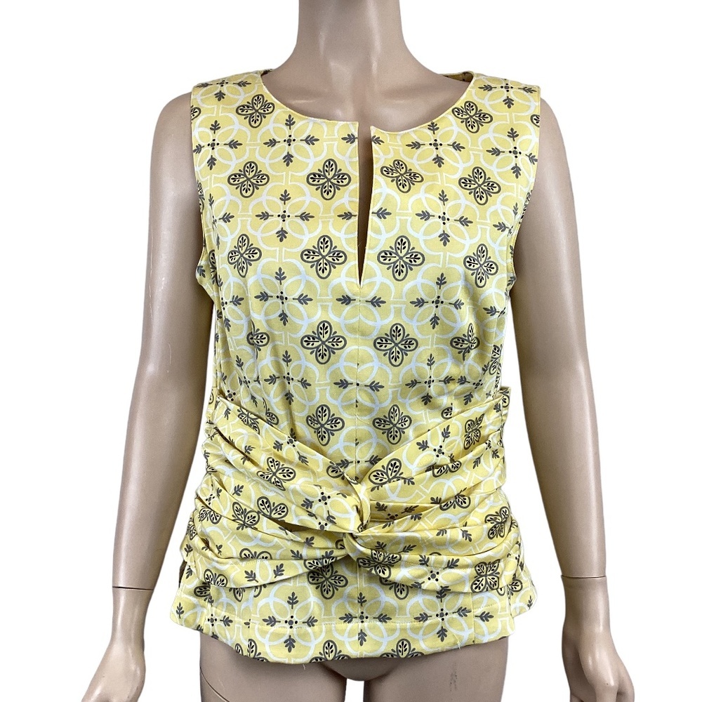 Finley Yellow Sleeveless Twist Knot Front Tank Top Size‎ XL Xlarge V Neck Blouse